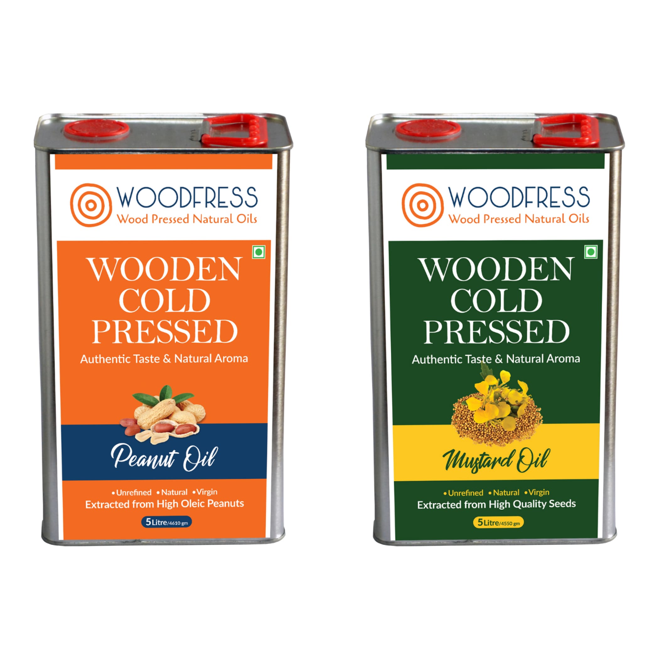 Wood Cold Pressed Groundnut & Mustard Oils Combination Pack 5L