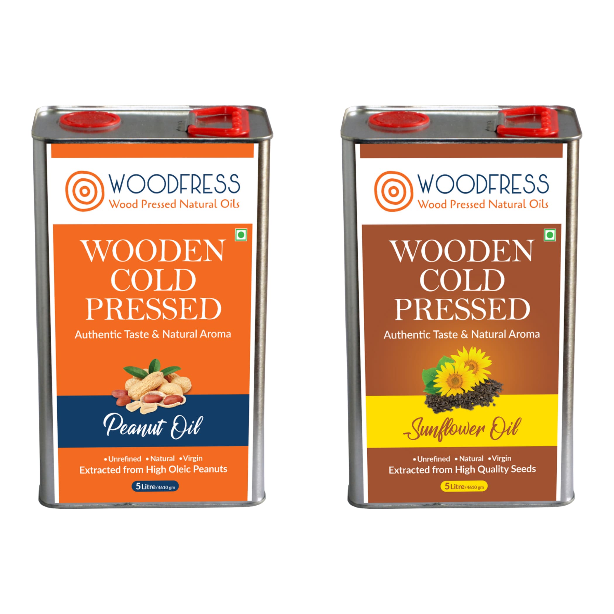 Wood Cold Pressed Groundnut & Sunflower Oils Combination Pack 5L