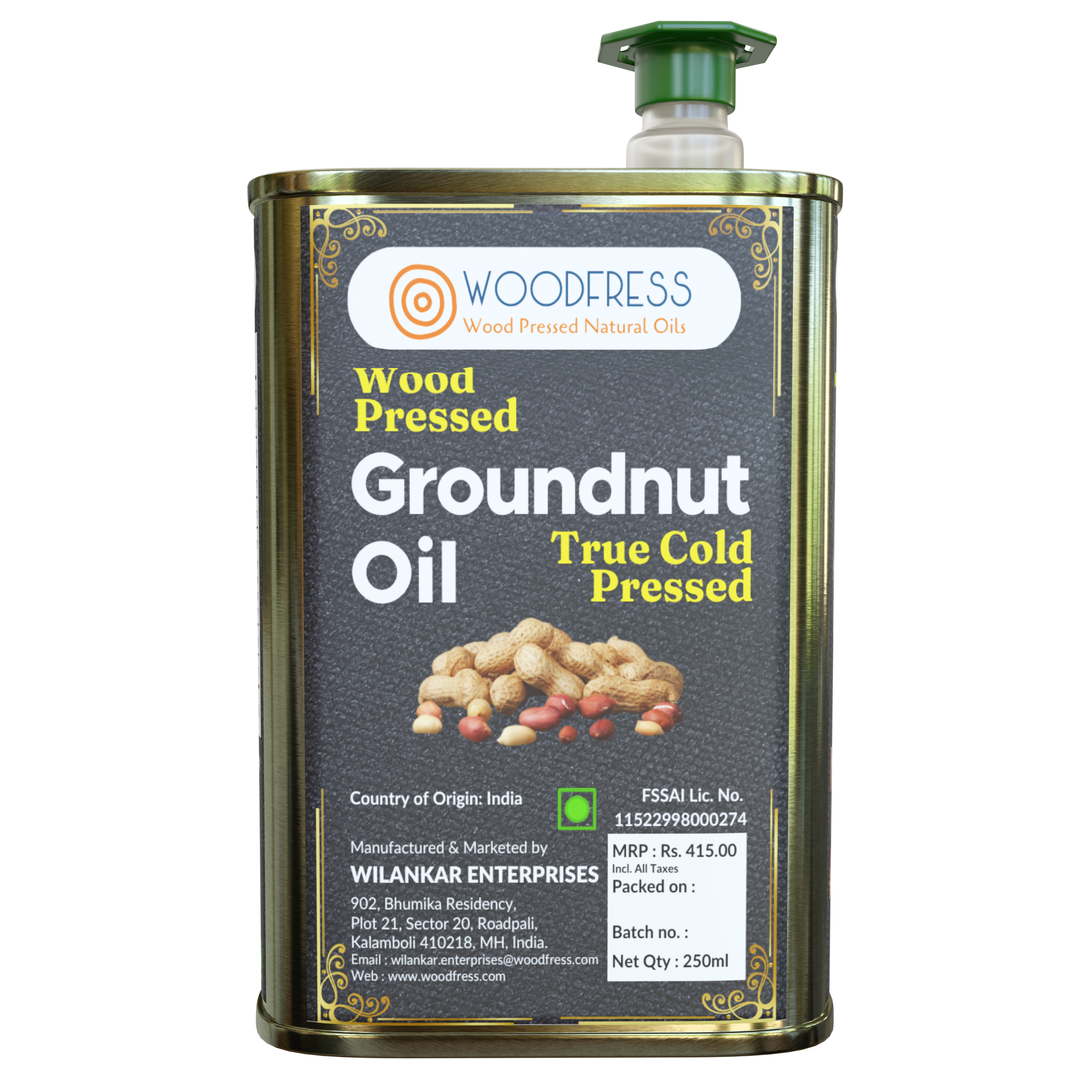 Wood Cold Pressed Groundnut Peanut Oil