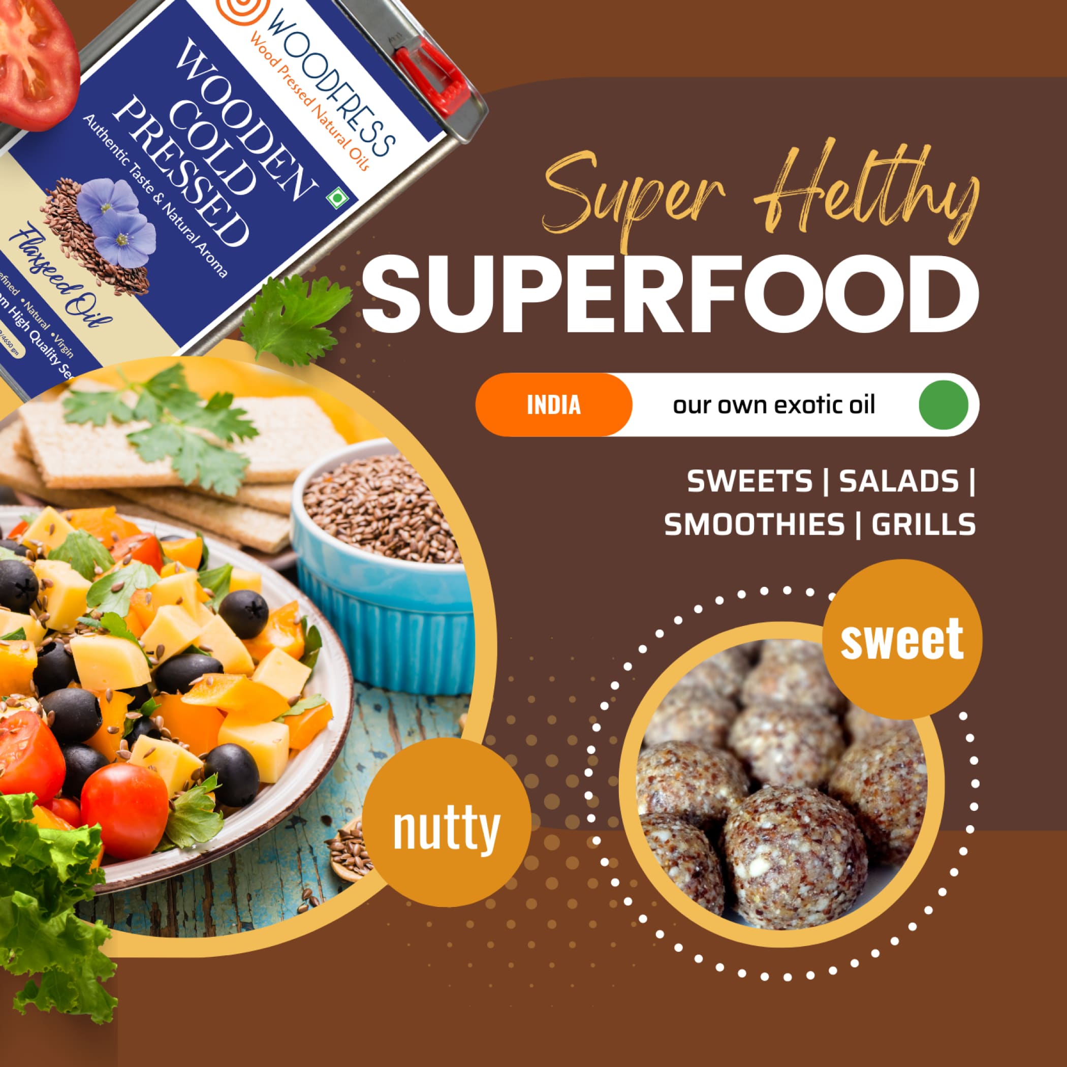 Wood Cold Pressed Flaxseed Alsi Oil