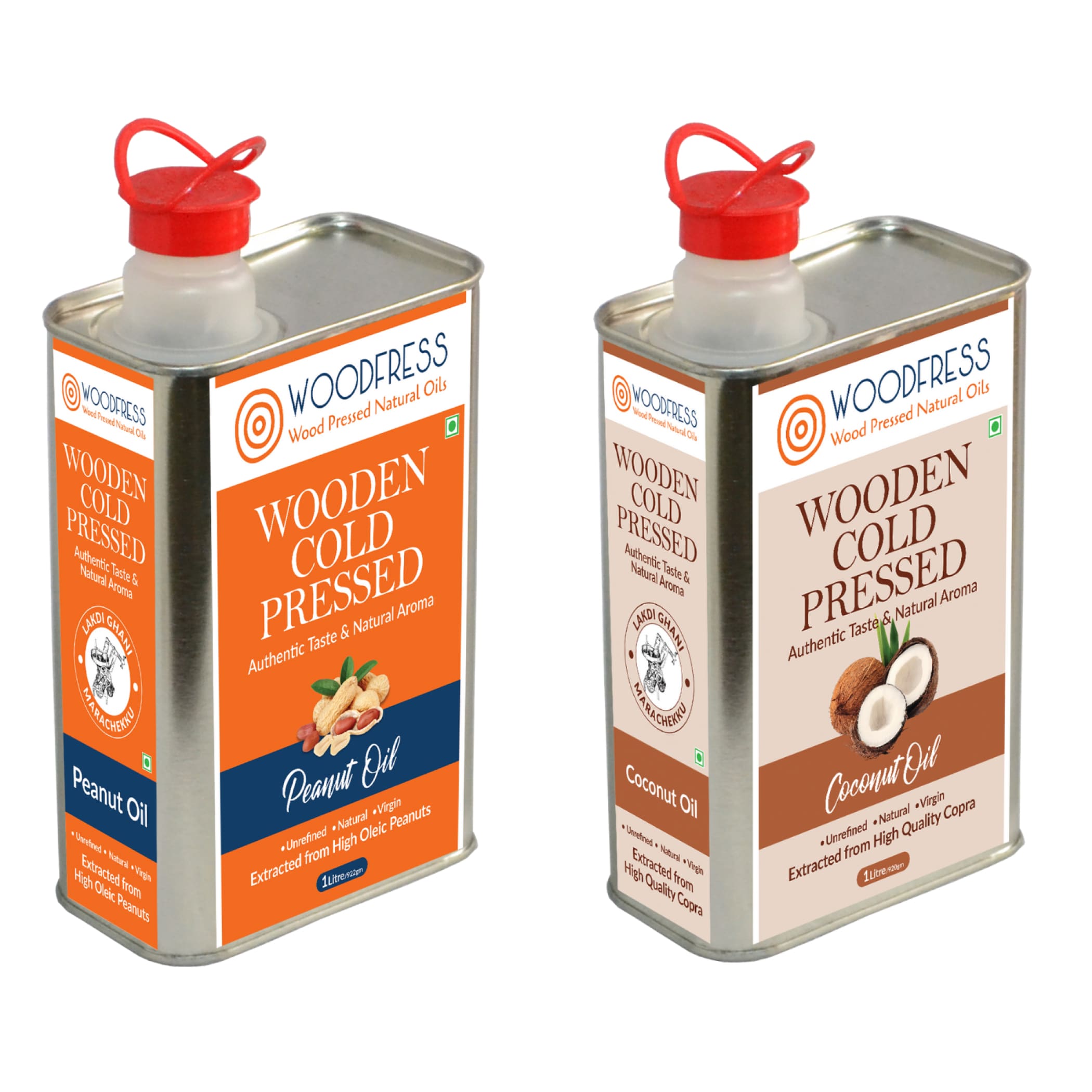 Wood Cold Pressed Groundnut & Coconut Oils Combination Pack 1L