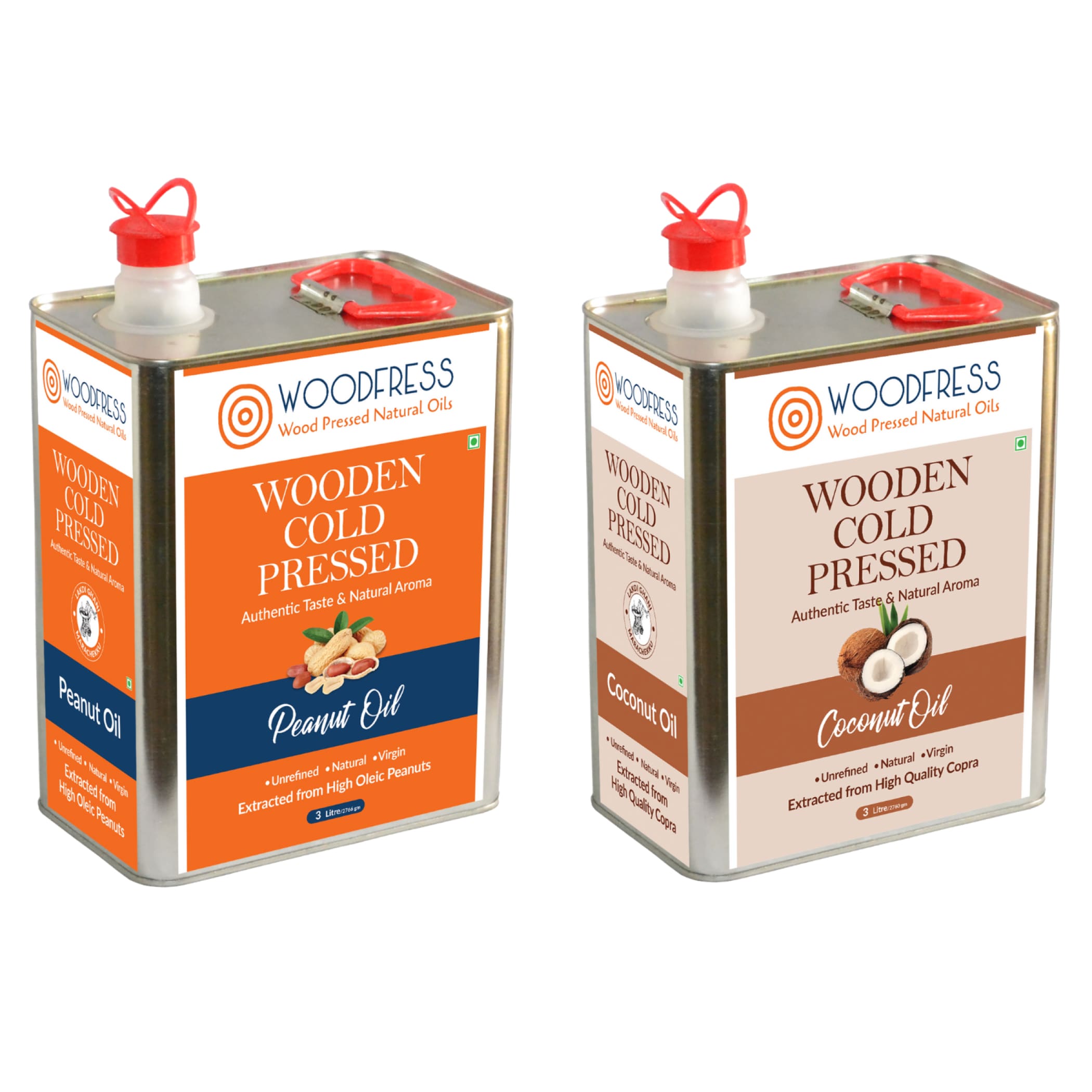 Wood Cold Pressed Groundnut & Coconut Oils Combination Pack 3L