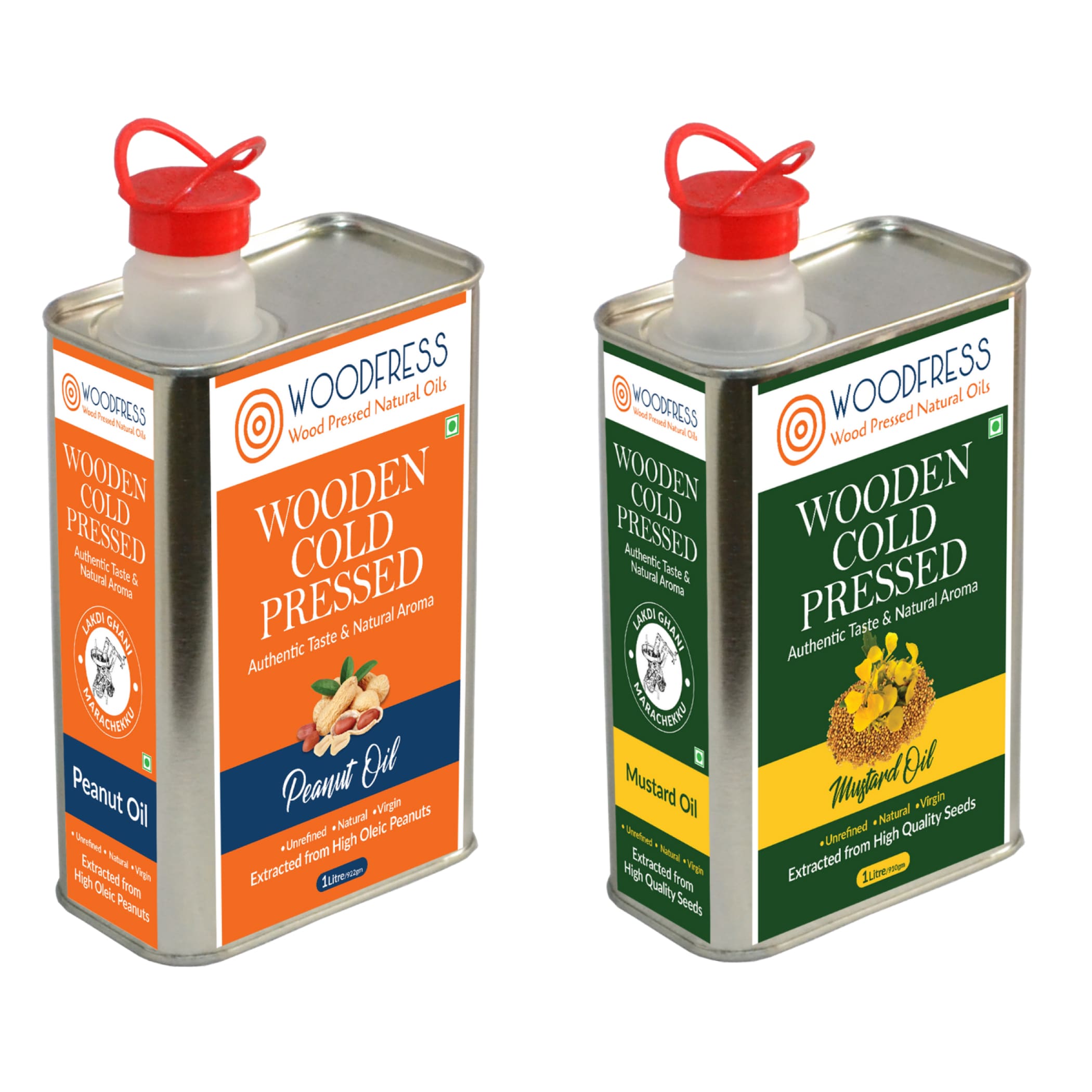 Wood Cold Pressed Groundnut & Mustard Oils Combination Pack 1L