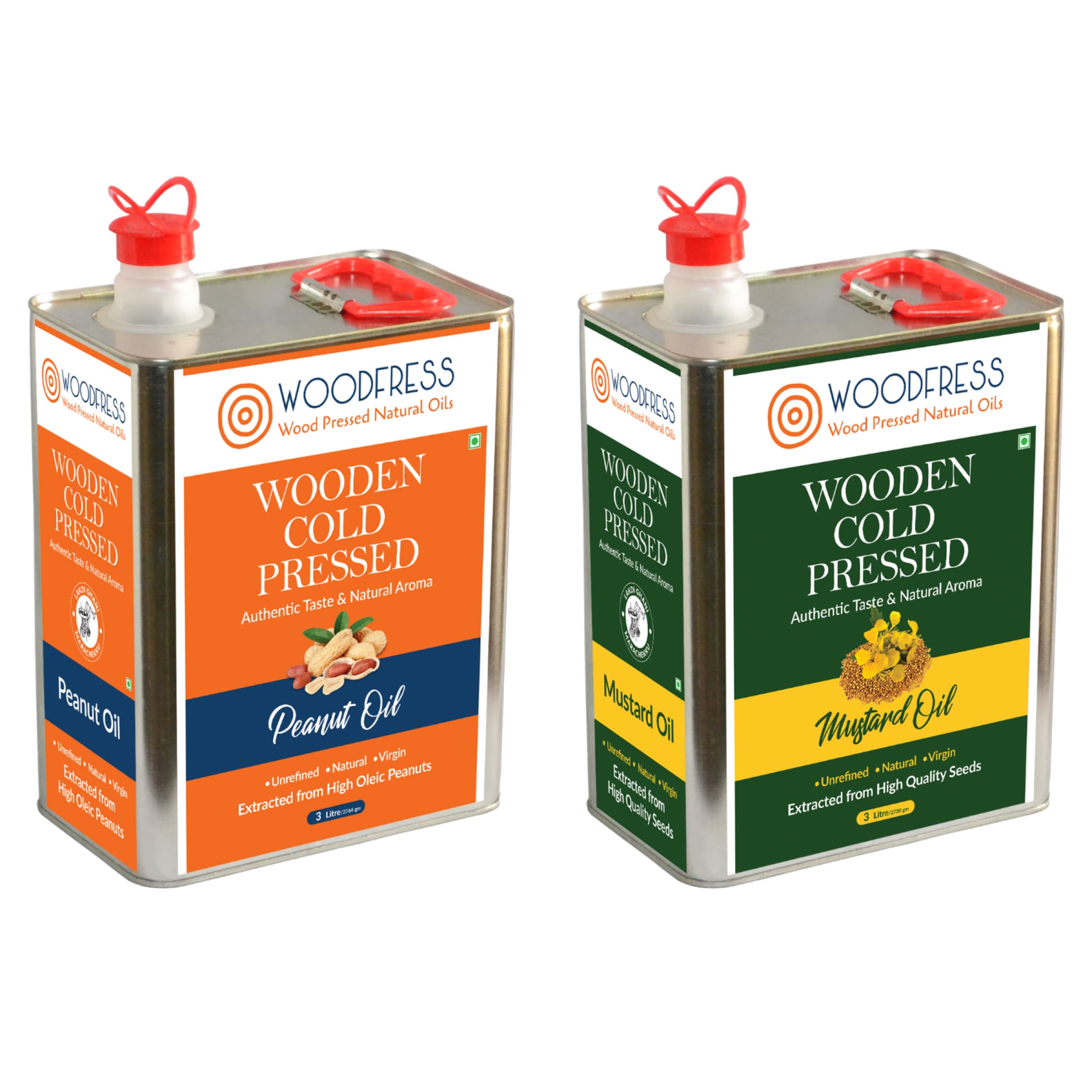 Wood Cold Pressed Groundnut & Mustard Oils Combination Pack 3L