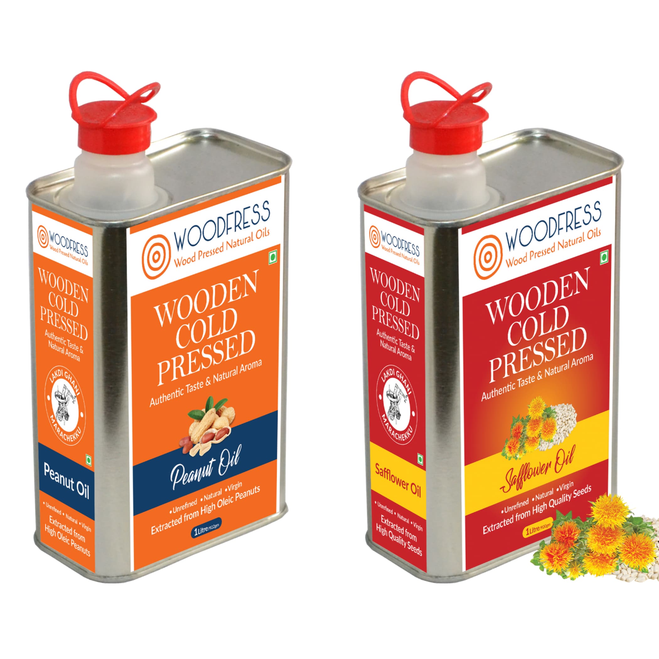 Wood Cold Pressed Groundnut & Safflower Oils Combination Pack 1L