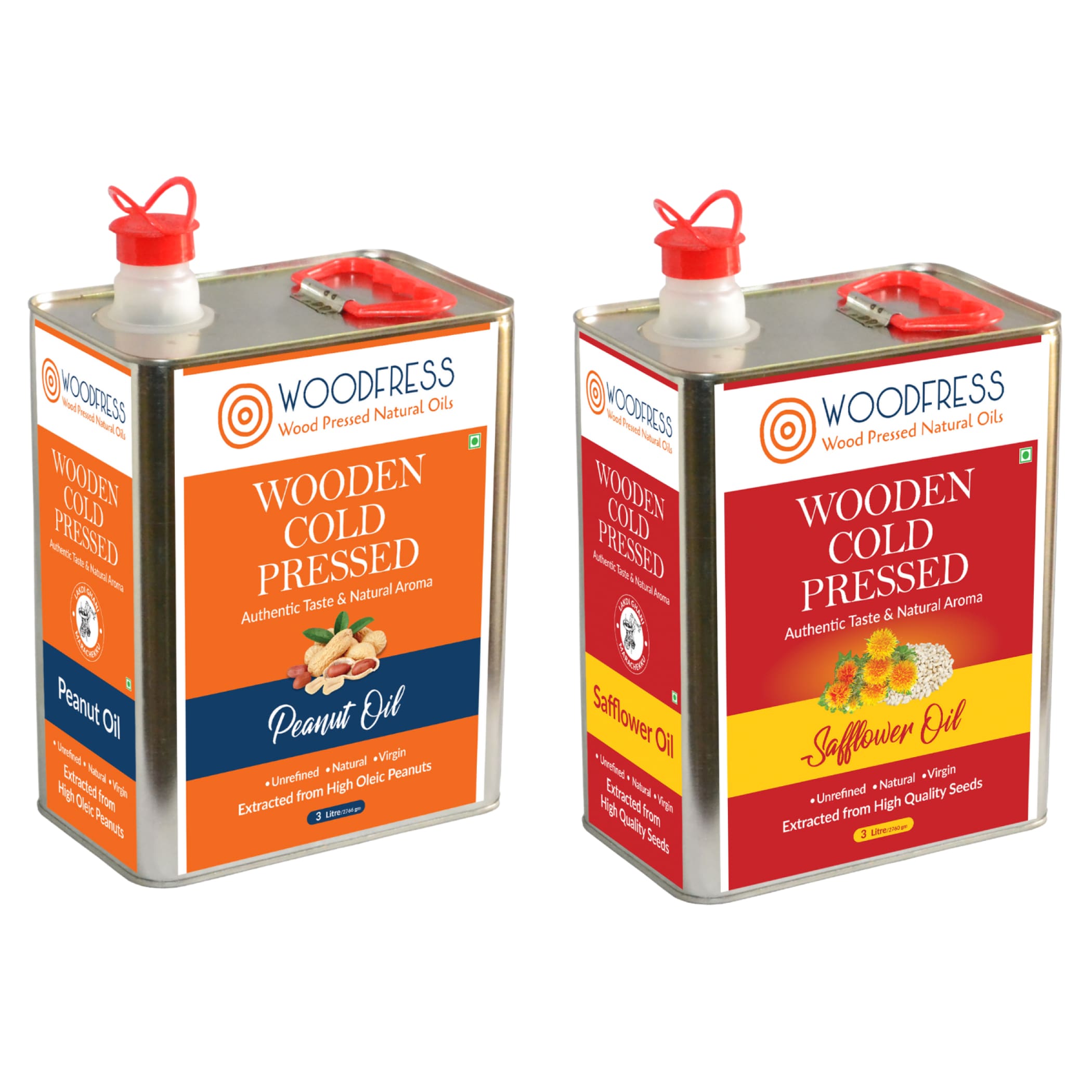 Wood Cold Pressed Groundnut & Safflower Oils Combination Pack 3L