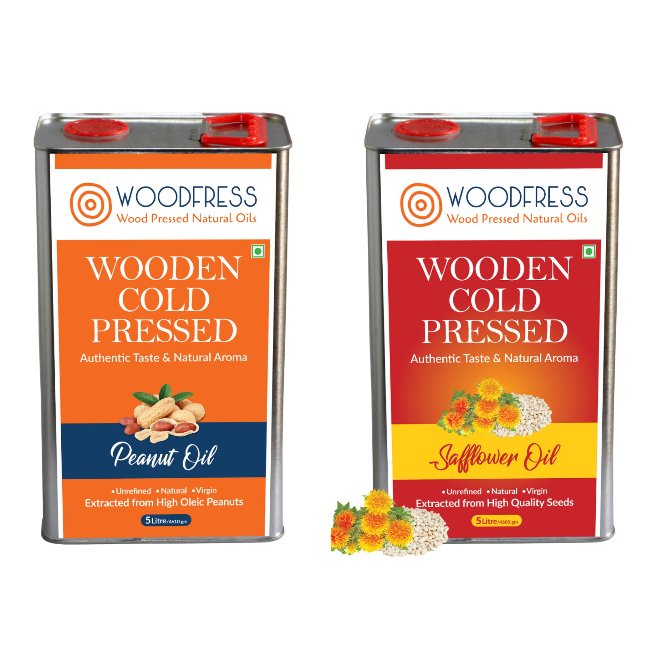Wood Cold Pressed Groundnut & Safflower Oils Combination Pack 5L