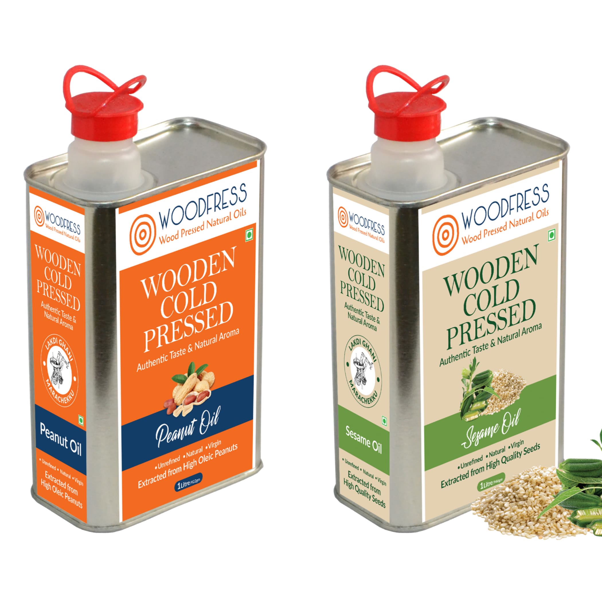 Wood Cold Pressed Groundnut & Sesame Oils Combination Pack 1L