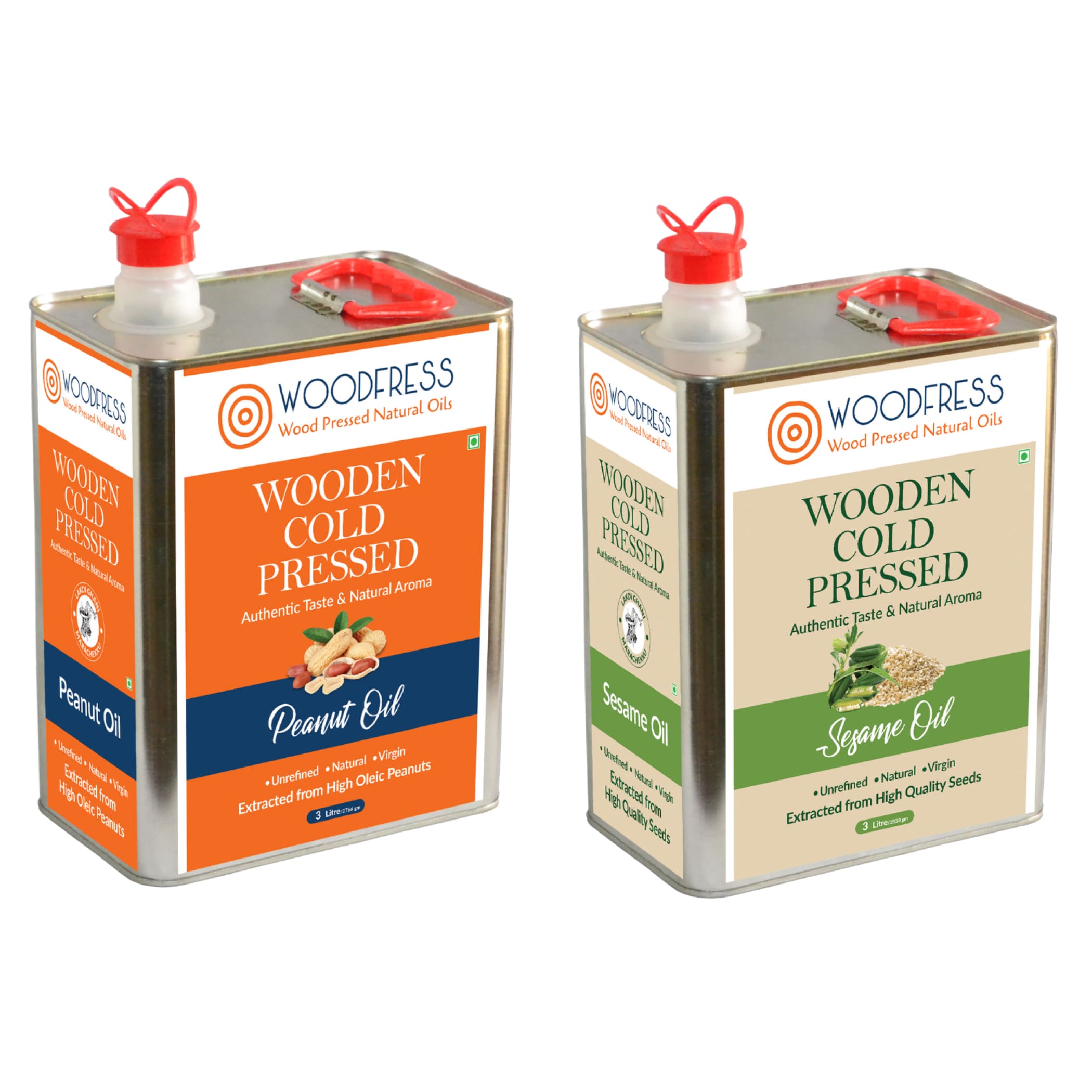Wood Cold Pressed Groundnut & Sesame Oils Combination Pack 3L