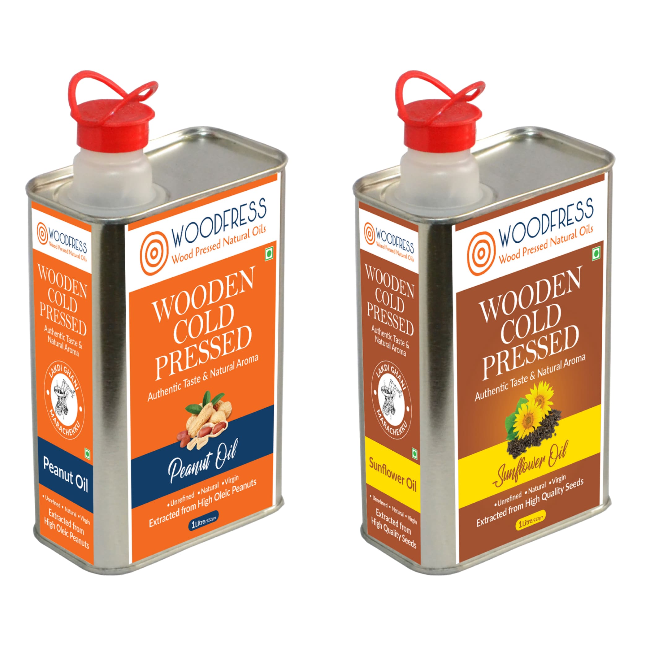 Wood Cold Pressed Groundnut & Sunflower Oils Combination Pack 1L