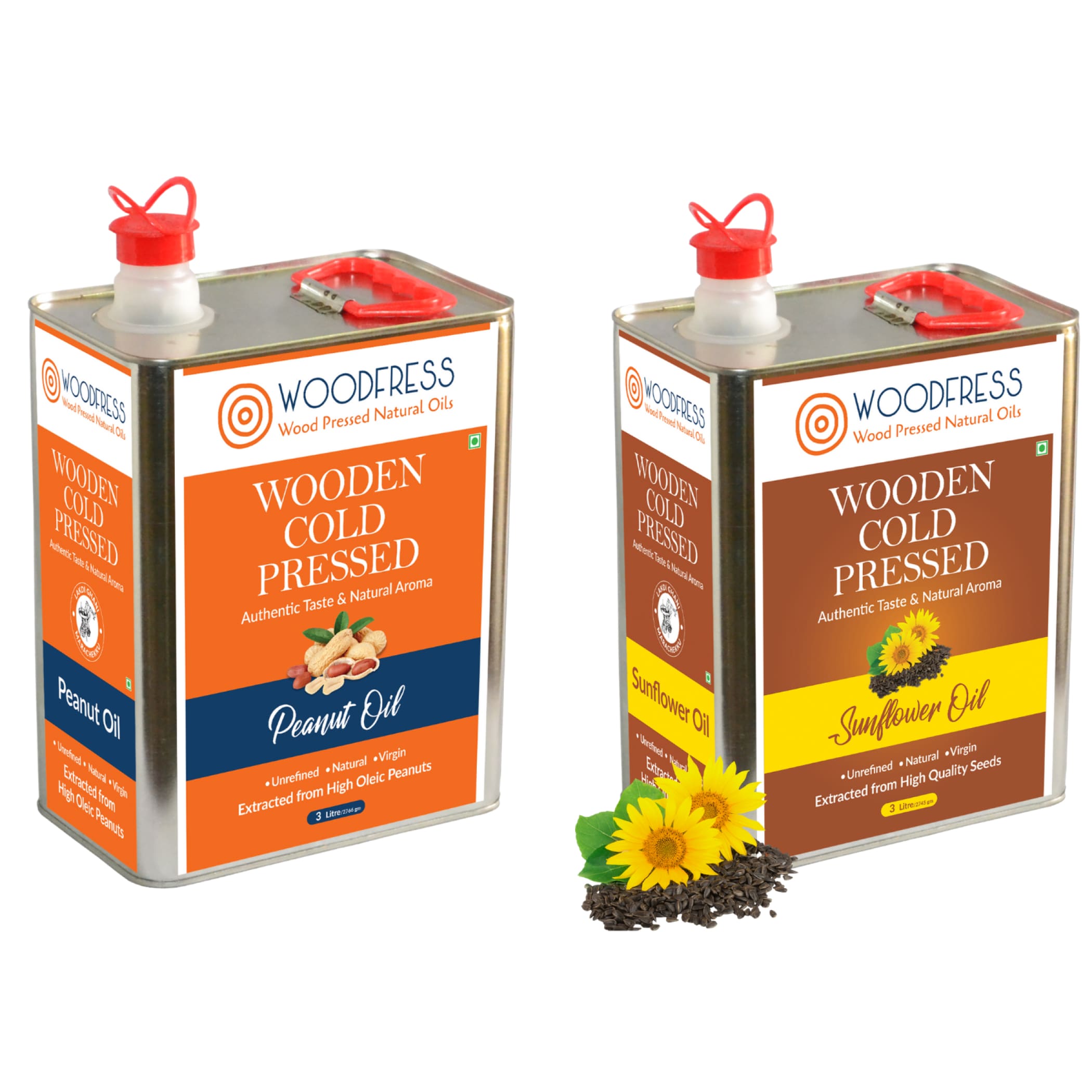 Wood Cold Pressed Groundnut & Sunflower Oils Combination Pack 3L