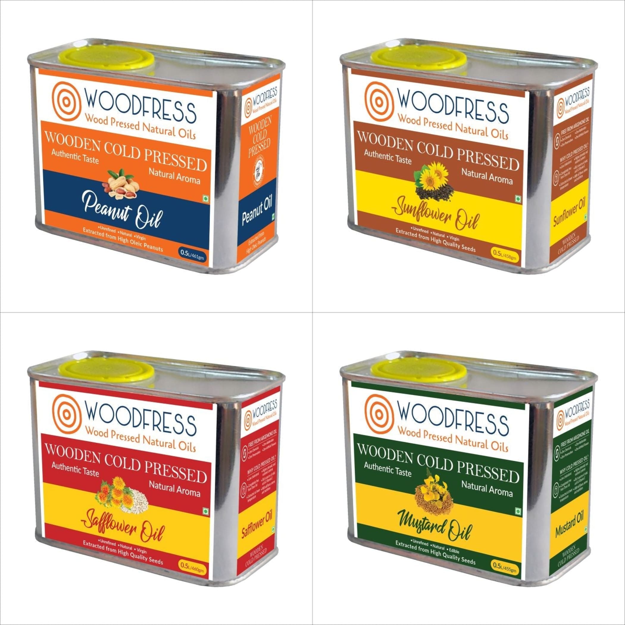 Wood Cold Pressed Oils 0.5L Gift / Trial Pack: PO - SO - MO - SF
