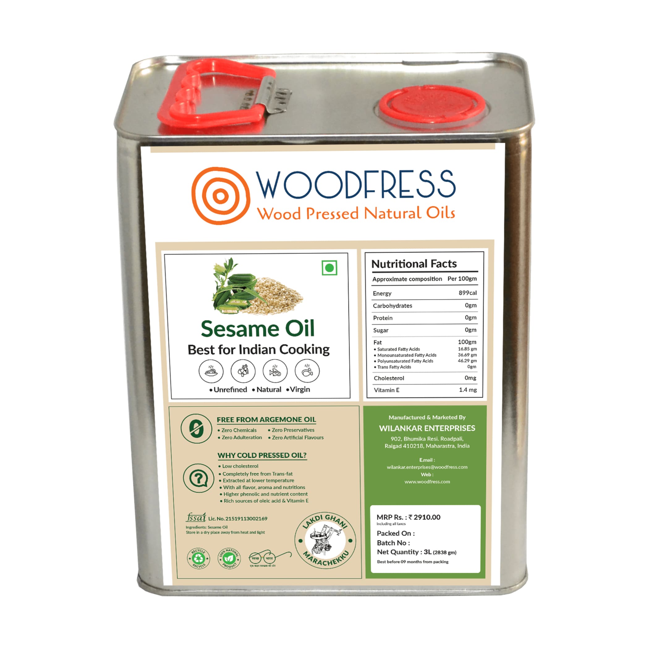 Wood Cold Pressed Sesame Oil