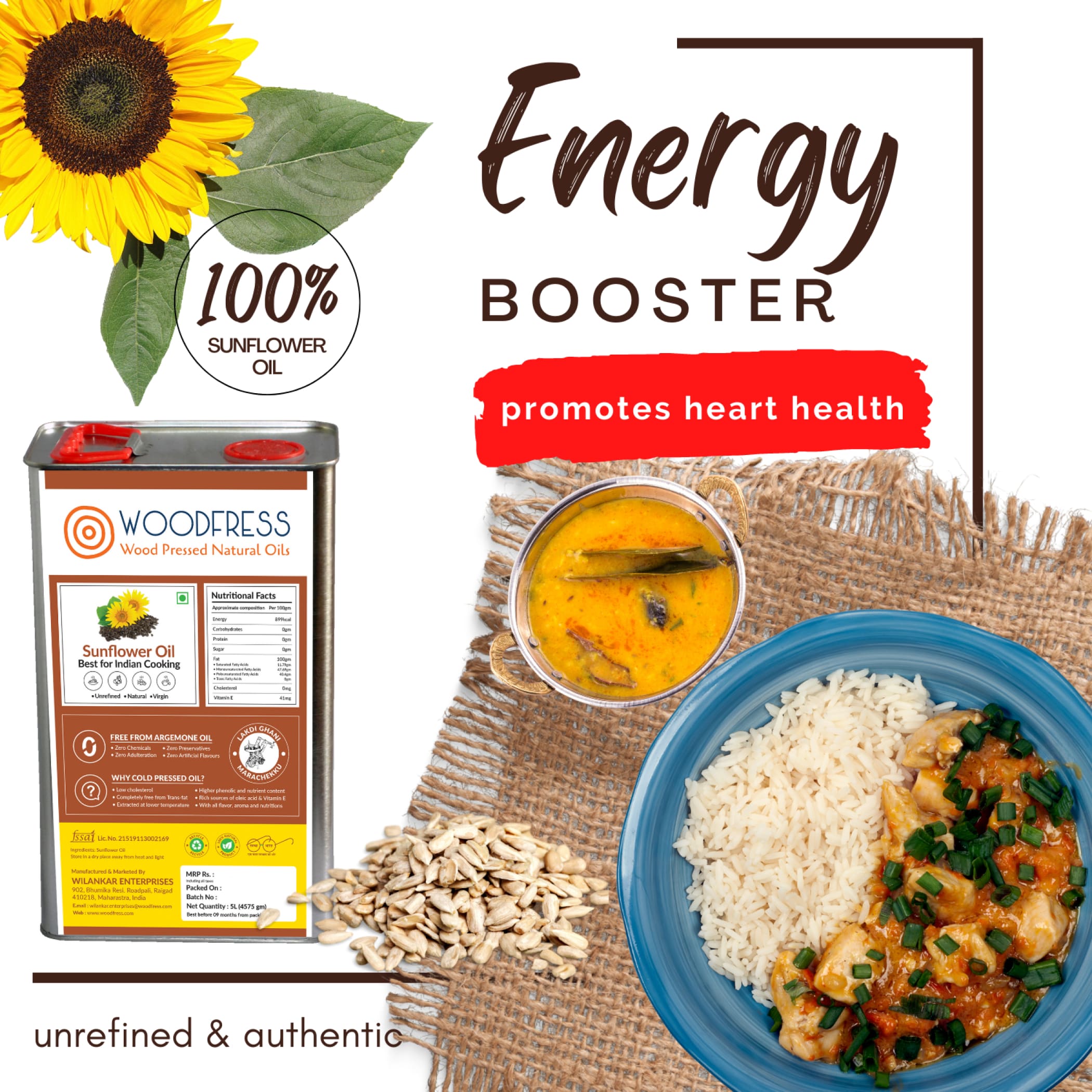 Wood Cold Pressed Sunflower Oil